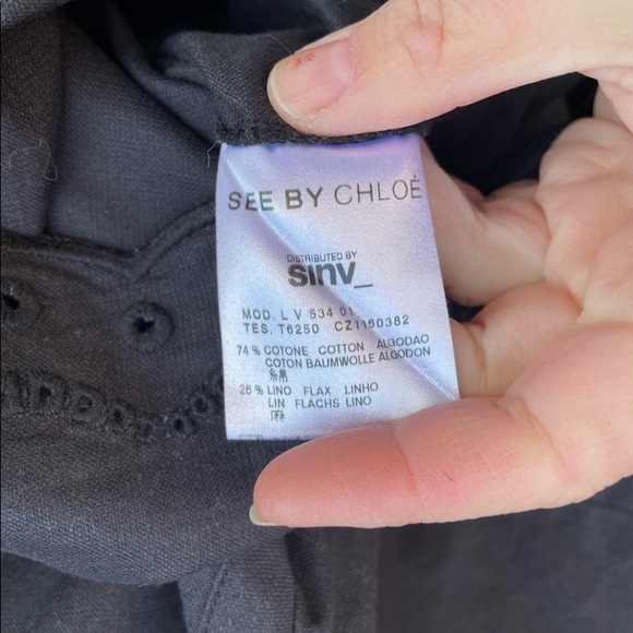 See by Chloe black cotton/Linen Dress MINI - Picture 9 of 11